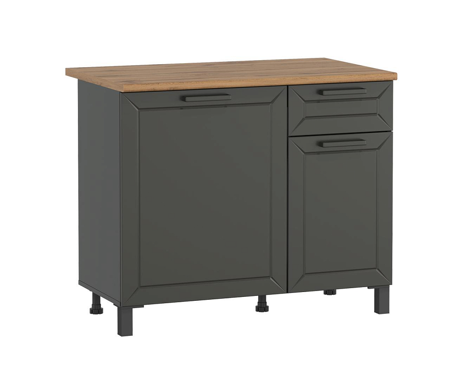 Шкаф Мадрид (1000) диамант серый/столешница дуб вотан/ДВПО белый/ПВХ графит