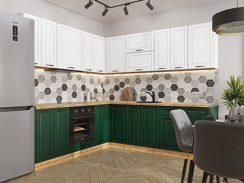 Дублин-02 Дуб Вотан/special white/special green